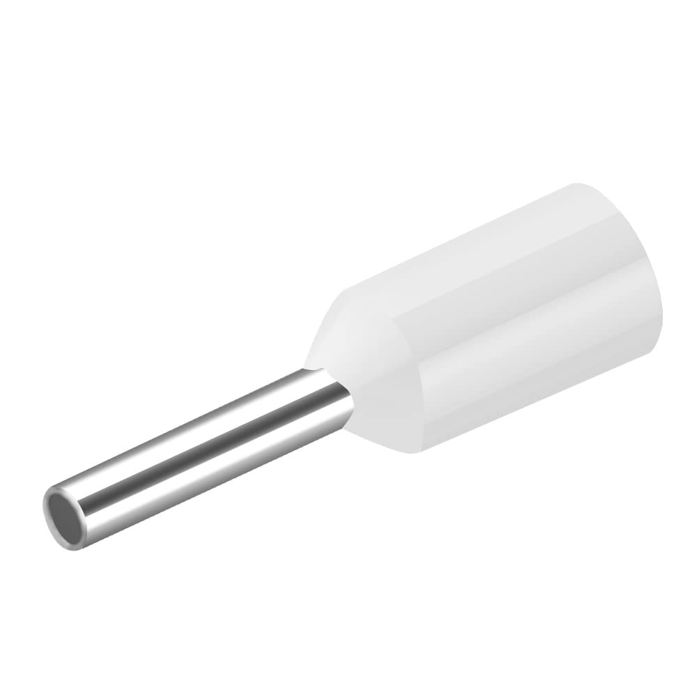 Heschen Cord End Terminal, E0508, AWG22 / 0.5mm², Wire Copper Crimp Connector, Vinyl Insulated, White, Pack of 1000