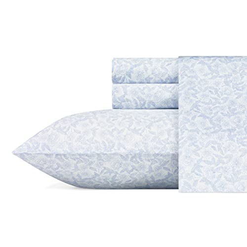 Laura Ashley Home - Twin lakens, zachte satijn katoenen beddengoed set - slank, glad en ademend huisdecor (Blossoming Blue, Twin)
