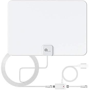 [Upgraded] 1byone Digital Amplified Indoor HD TV Antenna, Amplifier Signal Booster Support 4K 1080P UHF VHF Freeview HDTV Channels, Coaxial Cable Included