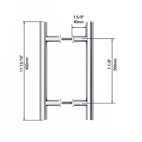 JUBEST 12" Push Pull Door Handle Stainless Steel,Double Sided H Shape