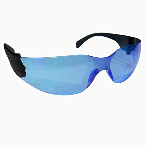 SAFE HANDLER Protective Safety Glasses, Blue Polycarbonate Impact and Ballistic Resistant Lens - Black Temple (Box of 12)
