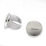 Yumei Jewelry 20 Pcs 25mm Fit Cabochon Adjustable Silver Plated Ring Base Setting Blanks Round Bezel Ring Tray