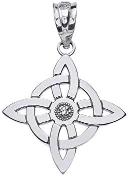 Claddagh GoldSterling Silver Witch's Knot Pagan Wiccan Symbol CZ Pendant Necklace and Pendnat Only