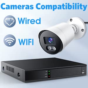 Wired Security Camera System, EZFIX 4pcs 2MP/1080P HD Outdoor Security Camera, Full-Color Night Vision, 8CH DVR CCTV Camera, IP66 Waterproof, Motion Detection, Instant Alert, Remote Access (No HDD)