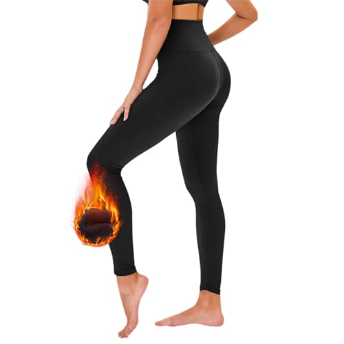 31 rBafjYOL Tnnzeet Thermo Leggings Damen Gefütterte Thermoleggings Winter Thermohose High Waist Leggins Mit Fleece Warme Hose Für Sport Gym Yoga,Schwarz,S-M