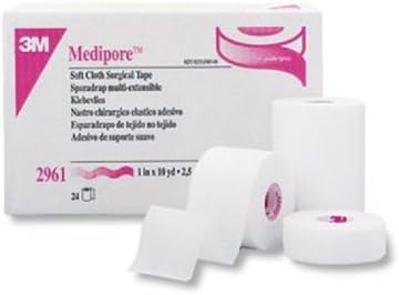 3M Healthcare Medipore Hypoallergenic Soft Cloth Surgical Tape 1" x 10 yds, White, Excellent Adhesion, Water Resistant,