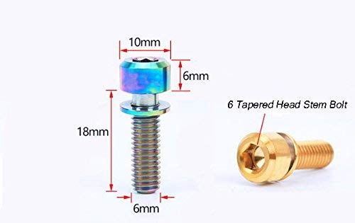 Bolts Screw With Washers Set For MTB Bike Bicycle Stem Bolts Screw Titanium Alloy M5 x 18mm Tapered Washer Head Bike Stems & Parts 6pcs (rainbow)