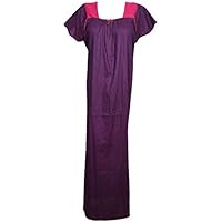 Mogul Interior Women's Nightdress Soft Caftan Cotton Printed Maxi Dress Nightgown L