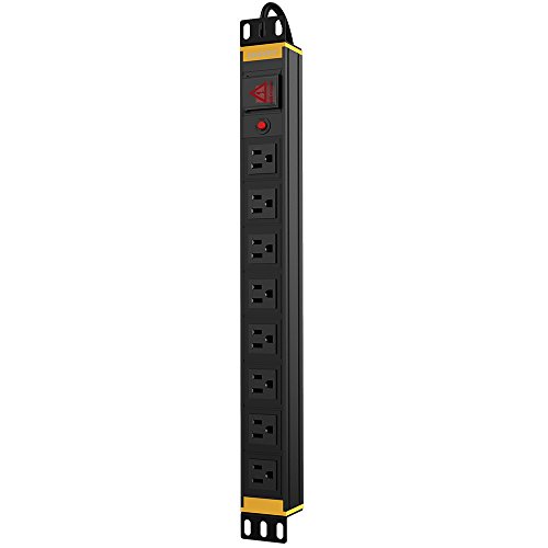PDU Rackmount 15Amp 8 Outlets Power Strip Surge Protection 1U/15A/120V 6.5ft Power Cord - Thumbnail 5