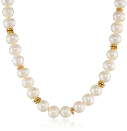 White potato 7-8mm freshwater cultured pearl and gold p…