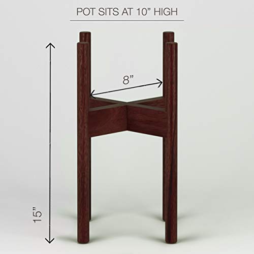 Fox & Fern Indoor Plant Stand - Adjustable Width 8" up to 12" - Dark Walnut - EXCLUDING Plant Pot - Thumbnail 2