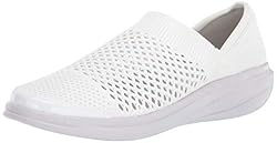 BZees Women's Charlie Slip-Ons Loafer, White,7 M US