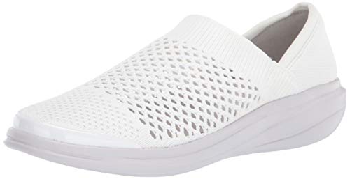 BZees Women's Charlie Slip-Ons Loafer, White,7 M US