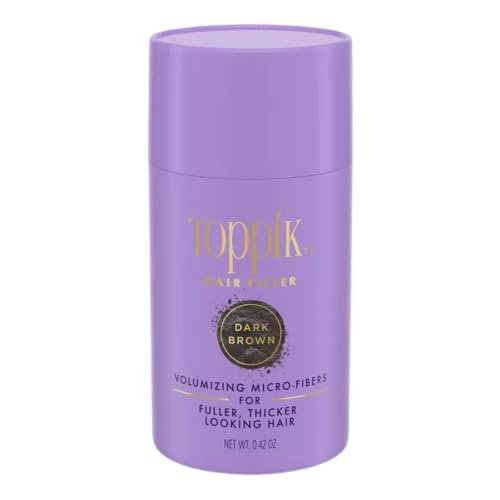 TOPPIK HAIR FILLER KERATIN HAIR FIBER POWDER 12G – HAIR THICKENER FOR WOMEN, CAMOFLAUGE ROOTS, FILLS HAIRLINE GAPS FOR FULLER HAIR – DARK BROWN