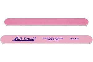 Soft Touch Nail File, Double Sided – 280/320 Grit, Light/Dark Pink, for Natural Nails, 7 Inch - 5 Piece