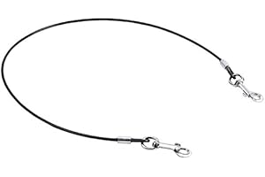 Mogoko Pet Dog Car Seat Belt Restraint, Coated Stainless Steel Chew Proof Dog Vehicle Safety Tether Cable, Double Clip No-Chew Pet Car Leash Lead-31 Inch