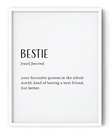 Buy Grey Outline Minimal Bestie Definition Framed Poster For Kids Room Baby Rooms Bed Room Living Room Or Home And Office Poster With Black Or White Frame And Glass 8 5x11 Inch White