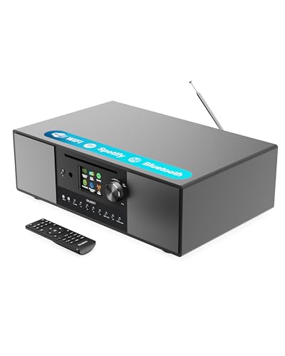 Internet Radio, CD Player, FM Dab+ Radio and Powerful Subwoofer | 2.1 120W Stereo System | Bluetooth Enabled | Spotify Connect and Podcasts | MAJORITY Quadriga
