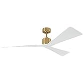 Monte Carlo 3ADR60BBS Adler 60" Indoor/Outdoor Damp Ceiling Fan with Remote, 3 ABS Blades, Burnished Brass
