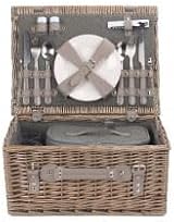 Red Hamper Grey Tweed Wicker Picnic Basket for 2 with Cooler & Blanket view 6
