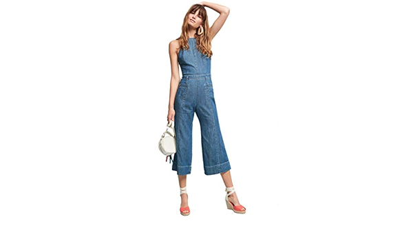 pilcro bibbed denim jumpsuit