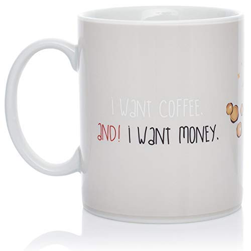 InGwest Home. New Year Pig Mug. Changing Color Mug. Heat Sensitive Mug. I want Coffee and I want Money!