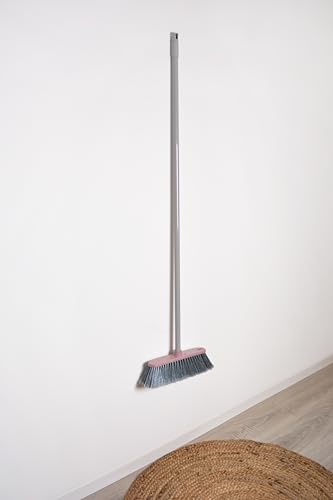 YORK Restart Broom with Long Handle, 120 cm, Beech Wood and Recycled Plastic, Ergonomic Floor Brush with Dense Bristles for Indoor and Outdoor Sustainable Erika Purple 31 cm Width