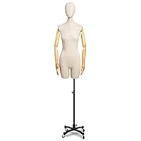 YANZHEN Female Mannequin Torso Body Wedding Show Fashion Student Solid Wood Arm Clothing Jewellery Display Stand Height Adjustable, 155-195cm, 3 Colors (Color : C, Size : S)