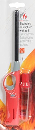 Flame Classics Electronic Gas Lighter 27Cm &amp; Refill 18Ml Red