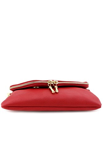 Envelope Wristlet Clutch Crossbody Bag with Chain Strap Red