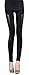 Grazing® Women Faux Leather and Polyester Splice Skinny Stretch Leggings,Black (Side)