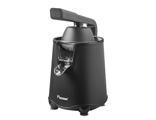 Exprimidor eléctrico, exprimidor de naranjas con función de parada de salida y colador de pulpa de acero inoxidable, incluye 2 conos de prensado, capacidad de 450 ml, palanca de prensa suave