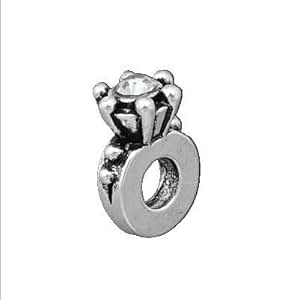 Anello halo eleganza scintillante bague scintillant ringen levering vanaf Amazon.com: Clear Rhinestone Engagement Ring Charm Bead. Compatible