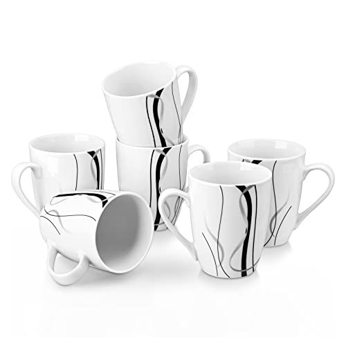 Veweet Porzellan Kaffeebecher 'Fiona' 6-Teilig Set | Füllmenge 350 Ml, Höhe 10,2 Cm | Ergänzung Zum Tafelservice 'Fiona' | Kaffeetassen Teetassen Für 6 Personen