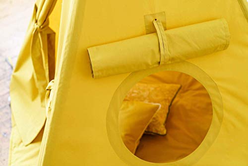 Indoor play tent for kids, indian teepee baby & toddler playhouse in natural canvas, handmade canopy & poles for boys & girls. Pillowfort