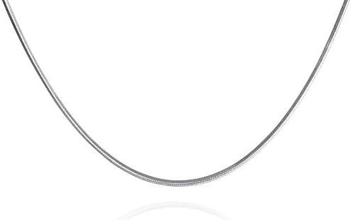 .925 Italian Sterling Silver Square Snake Chain Necklace, 1 mm in Width, 22 Inches in Length