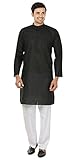 Cotton Traditional Mens Kurta Pyjama Indian Clothing (Black, XL)