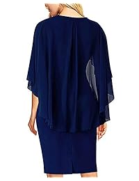 AUTCY vestido de cóctel con volantes y manga trompeta de gasa para mujer