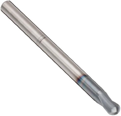 Melin Tool HMG-M-M-B Carbide Ball Nose End Mill, Metric, nACo Monolayer Finish, Roughing Cut, 15 Deg Helix, 2 Flutes, 100mm Overall Length, 12mm Cutting Diameter, 12mm Shank Diameter