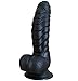 LZYAA Realistic Dildo Safe Soft Silicone Material Adult Sex Toys Penis 2 Balls Strong Suction Cup Hands-Free Play Discreet Package(Black)