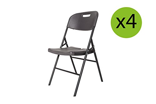 XONE-Sedie-Pieghevoli-4-Pezzi-Stampo-Legno-Grigio-Struttura-in-Metallo-e-Resina-86x45x50cm-per-Interni-e-Giardino