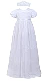 Baby Girls Newborn Christening Embroidered Gown Dress Outfit with Headband,0-12M