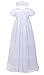 Baby Girls Newborn Christening Embroidered Gown Dress Outfit with Headband,0-12M