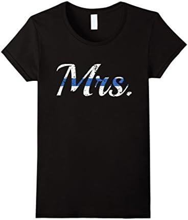 Womens Police Wife Thin Blue Line Law Enforcement Support T-shirt Large Black