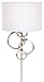 Possini Euro Design Circles Modern Indoor Wall Mount Lamp Brushed Nickel Silver Plug-in Light Fixture Off White Cotton Half Shade for Bedroom Bedside House Reading Living Room Home Hallway Dining