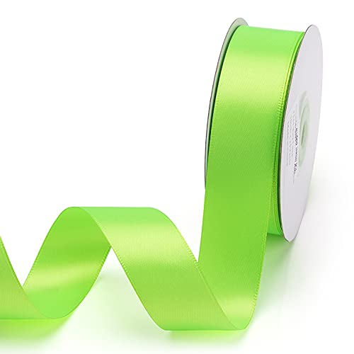 IHKFILAN Double Face Satin Ribbon in Key Lime (25 mm x 22.86 m) - Matt Shiny Gift Ribbon for Decorating, Crafts, Wrapping Special Gifts, Weddings, Christenings