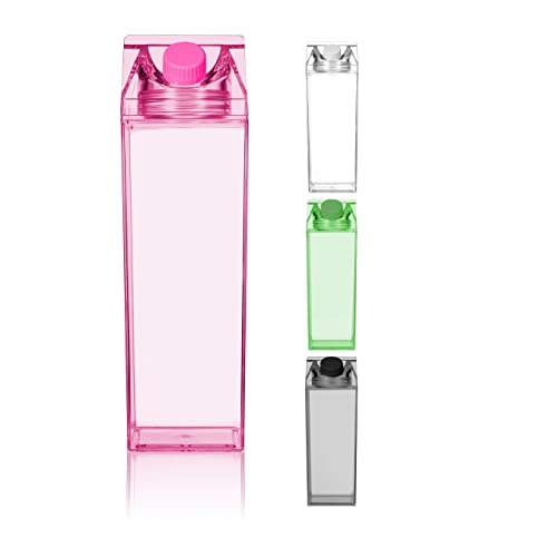 Clear Milk Carton Water Bottle, Aesthetic Water Bottles Square Milk Storing Containers Reusable