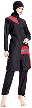 Kalmstore Women Muslim Swimsuit Long Sleeve Full Cover 3 Pieces Bathing Suit with Hijab Islamic Modest Plus Size Swimwear