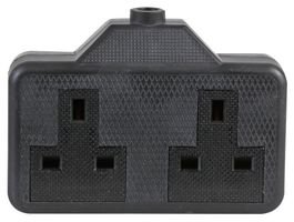 Trailing Socket 13 AMP 250 Volt High Impact Without Plug or Cable Build Your own Extension Lead (Twin Gang, Black)