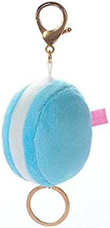 Retractable Reel Key Holder Chain Belt Clip Ring, 24" Kevlar Cord, Creative Candy Color Macaroon Shaped, Adorable &amp; Heavy (Blue)